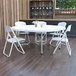 Flash Furniture Round Granite White Plastic Folding Table