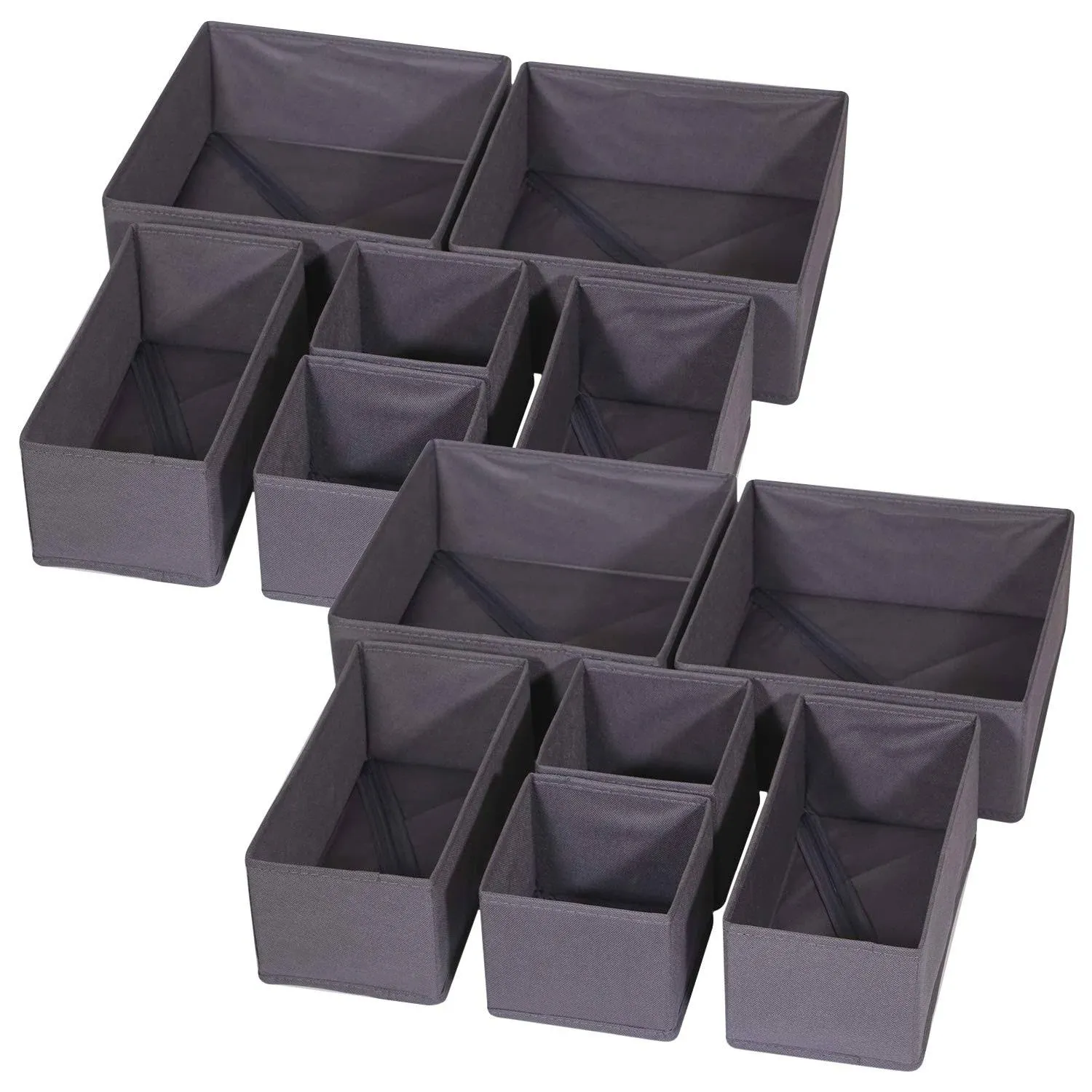 Diommell 12 Pack Foldable Cloth Storage Box Closet Dresser Drawer Organizer Fabric Baskets Bins Containers Divider Clothes Underwear Bras