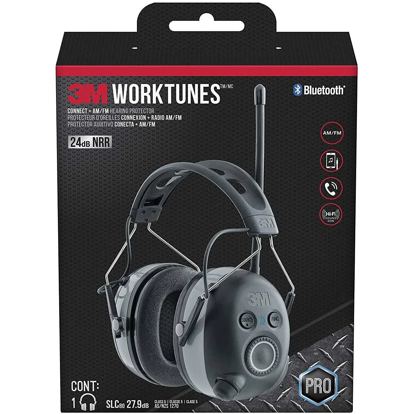 3M Worktunes Wireless Headphones, Connect Hearing Protector with Bluetooth 24 dB