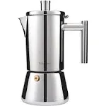 Easyworkz Diego Stovetop Espresso Maker Stainless Steel Italian Coffee Machine Maker 4Cup