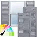 14 1/2"Wx60"H Lifetime Open Louver Cathedral Top Center Mullion Vinyl Shutters, Paintable, Shutters, by Ekena Millwork