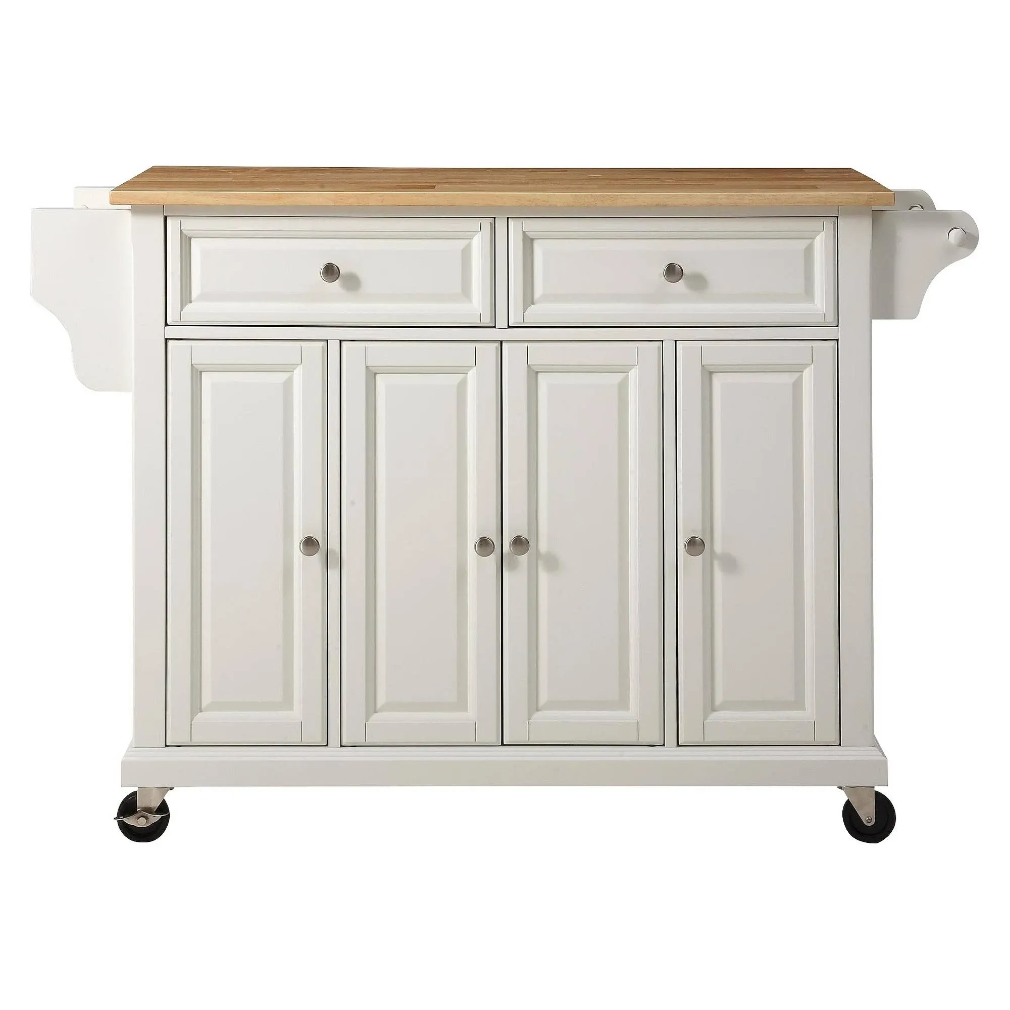 Cambridge Natural Wood Top Kitchen Island White - Crosley