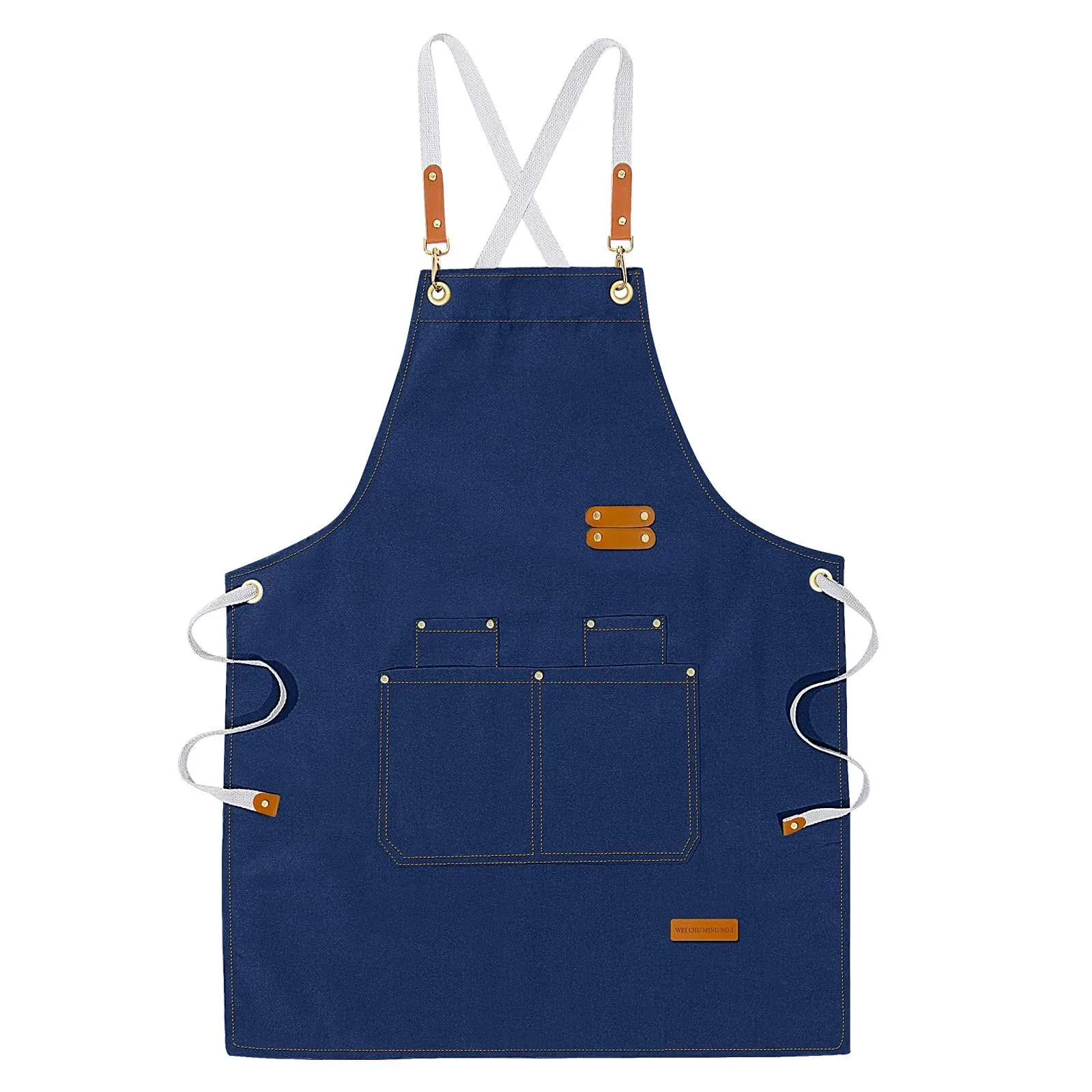 LOYGLIF Chef Aprons for Men Women with Large Pockets Cotton Canvas Cross Back...