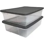 HOMZ 28 Quart Snaplock Clear Plastic Storage Tote Container Bin with Secure Lid and Handles for Home and Office Organization, 2 Pack