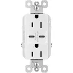 Legrand radiant R26USBCC6W 15 Amp Tamper-Resistant Decorator Duplex Receptacle Outlet with Ultra Fast USB C/C 6.0A Charging Ports, White (1 Count)