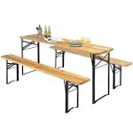 3 pcs Folding Wooden Picnic Table Bench Set OP70433