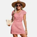 Cupshe Cut Out Knit Cover-Up Dress - Pink - S