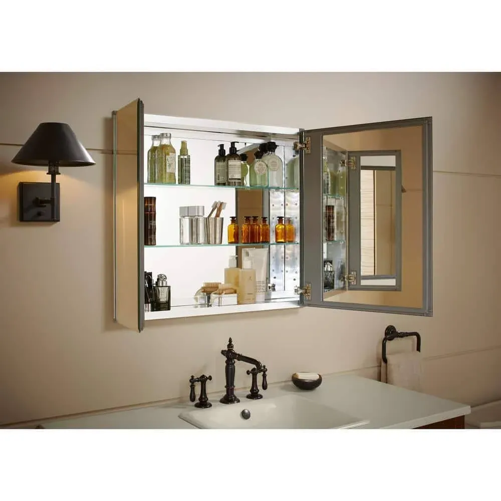 Kohler Aluminum Two-Door Medicine Cabinet with Mirrored