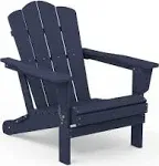 YEFU Navy Blue Plastic Adirondack Chair - Ideal for Patio, Garden, Campfire