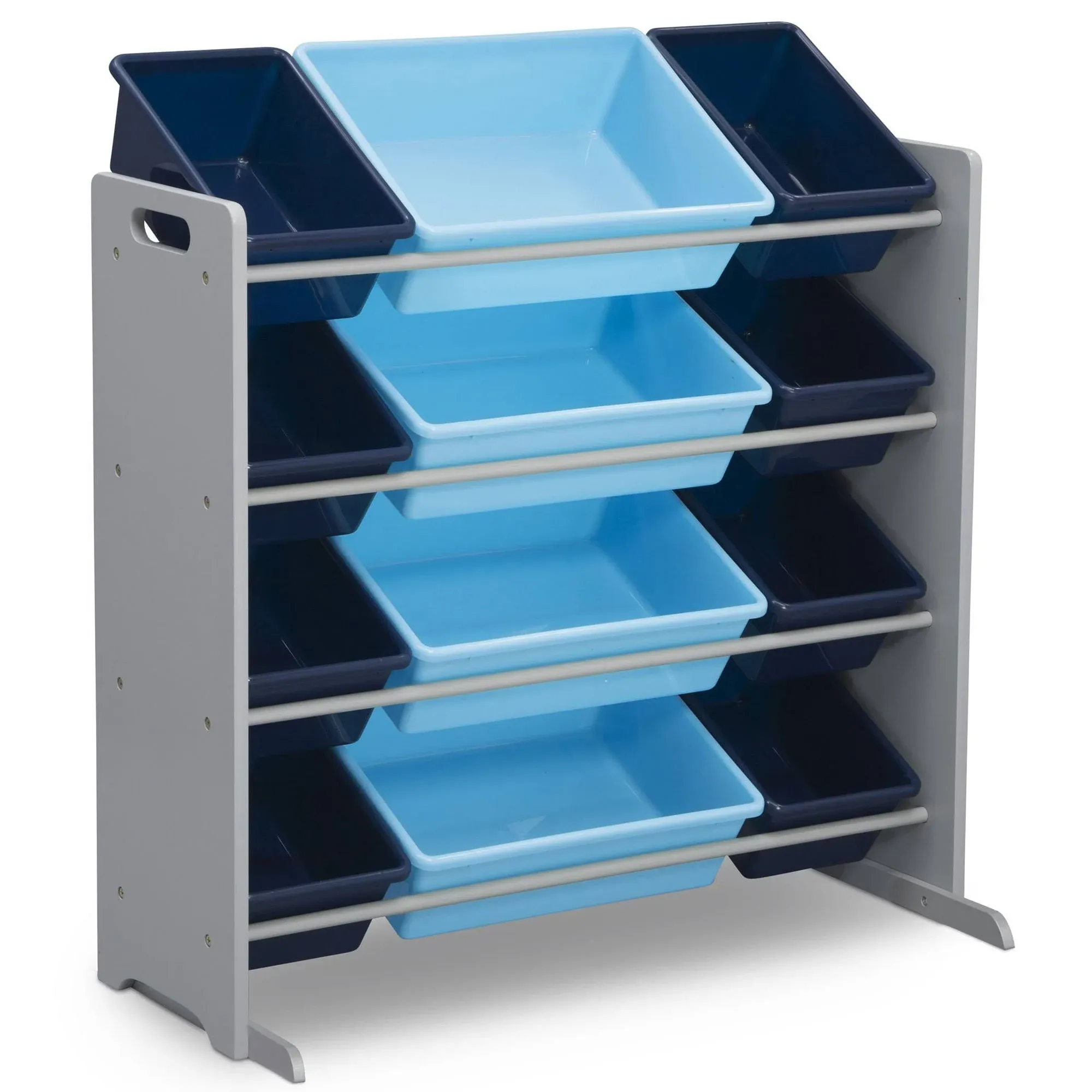 Delta Children Kids Toy Storage Organizer with 12 Plastic Bins Grey/Blue