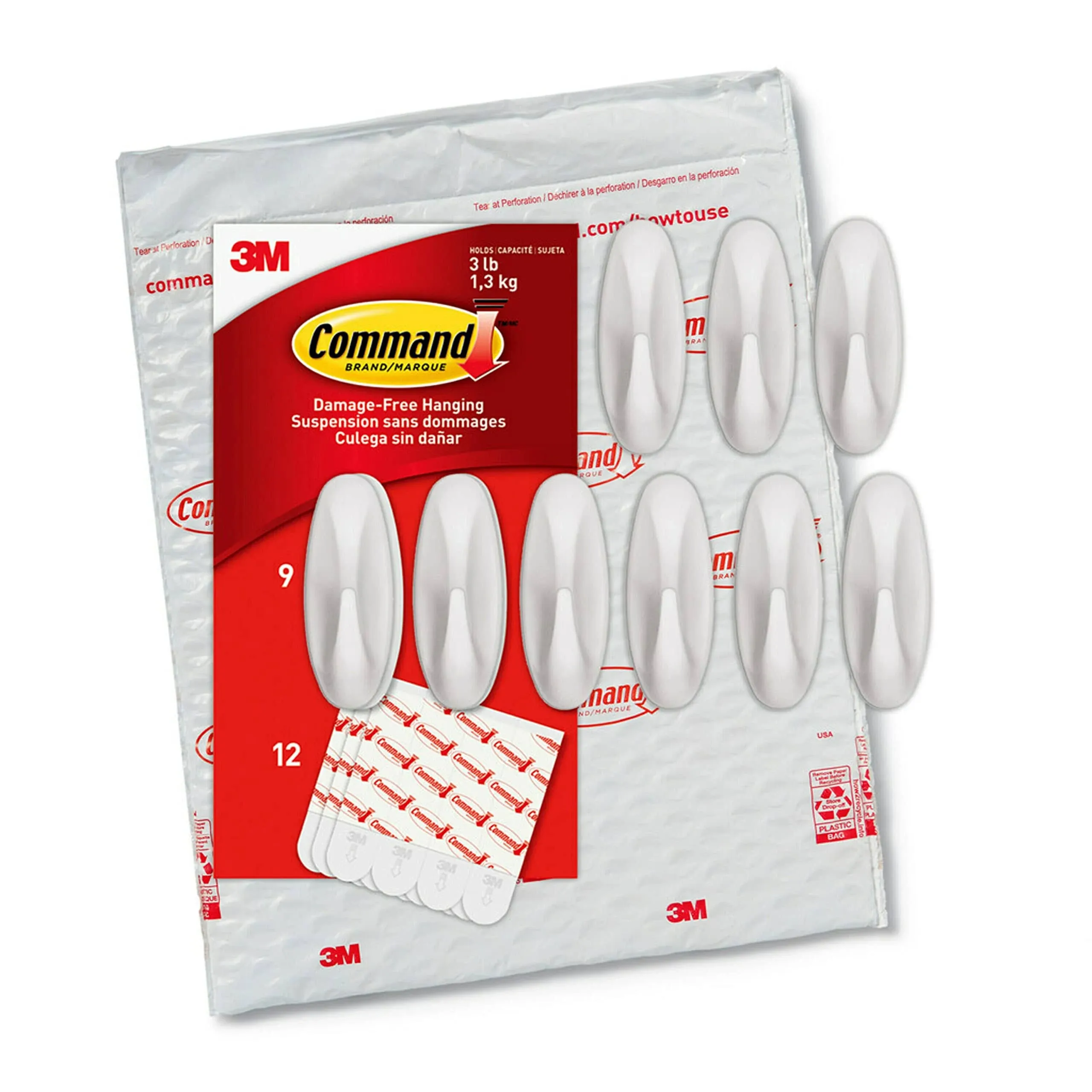 Command Medium Utility Hooks, 9 Hooks, 12 Strips