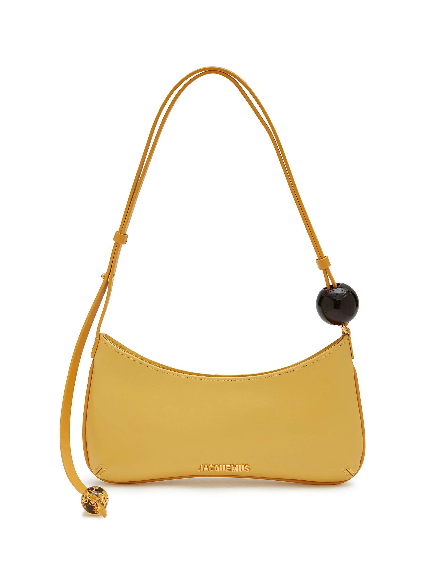 Shop Jacquemus Le Bisou Pearl Shoulder Bag In Yellow & Orange