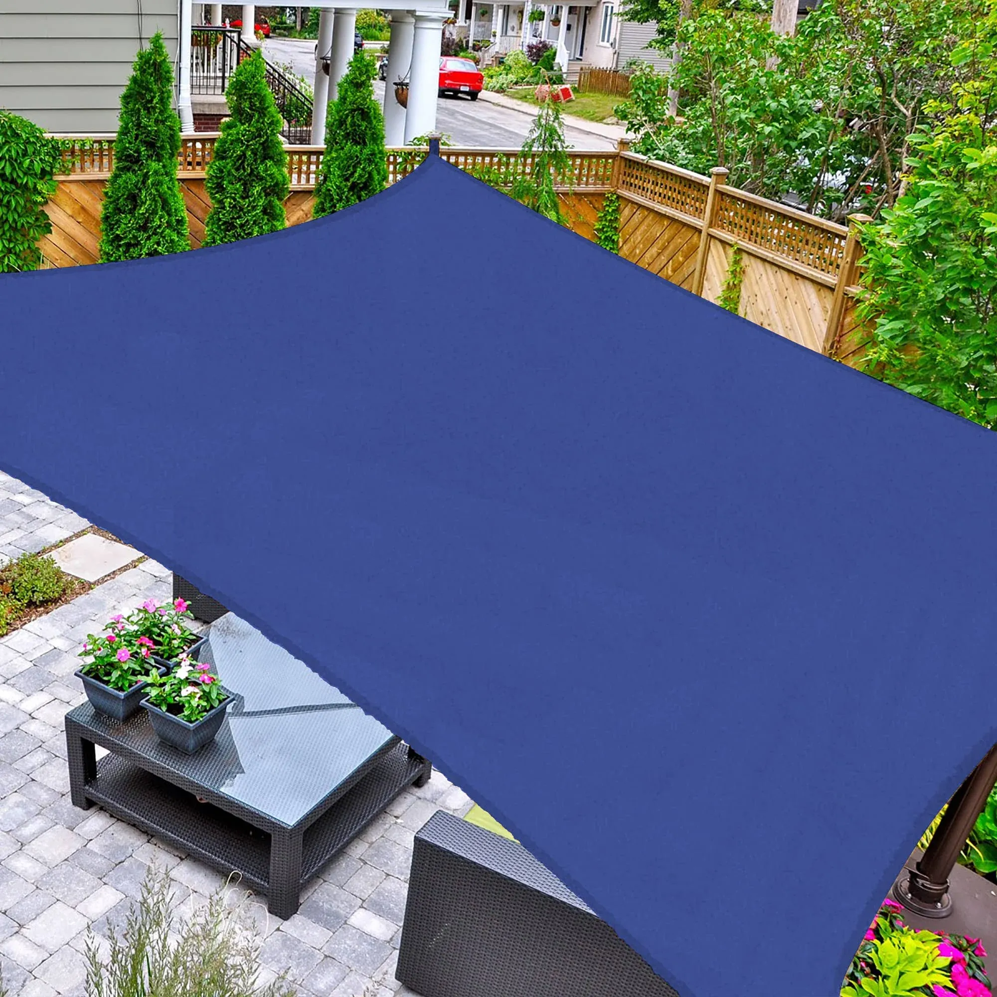 AsterOutdoor Sun Shade Sail Rectangle 10' x 13' UV Block Canopy for Patio Backyard Lawn Garden Outdoor Activities, Blue