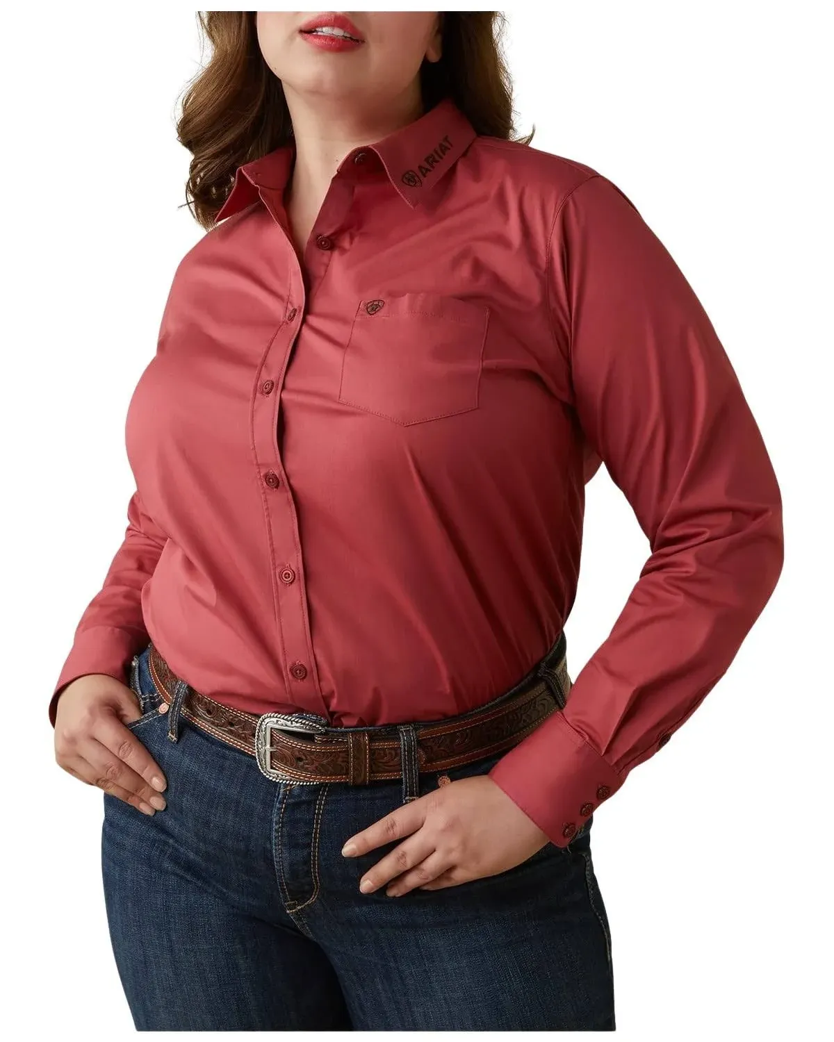 Ariat® Ladies Team Kirby Stretch Earth Red Button Down Shirt 10043550