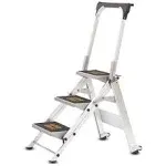 Little Giant Ladders 3-Step Foldable Step Stool, Silver