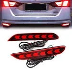 PGONE Red LED Rear Bumper Reflectors Fog Brake Tail Light Lamps Accessories Kit for Nissan Altima Sedan,Rogue,Rogue Sport,Infiniti Q50 Q70 Etc