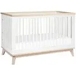 Babyletto Scoot 3-in-1 Convertible Crib with Toddler Conversion Kit White/Washed Natural