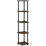 Furinno Turn-N-Tube 5 Tier Corner Display Rack Multipurpose Shelving Unit Amber Pine & Black