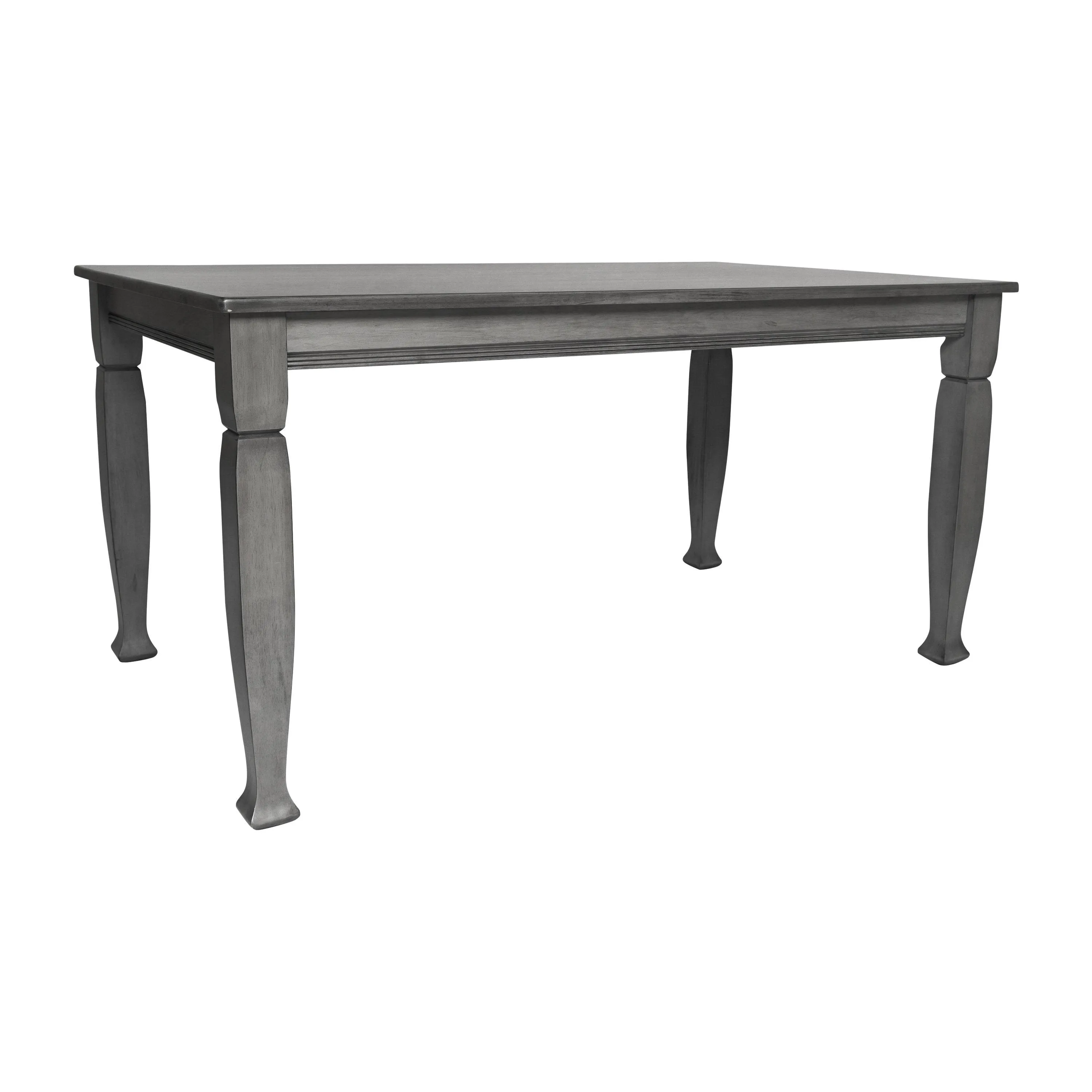 Flash Furniture Grace 60" Solid Wood Dining Table with Turned Wooden Legs, Commercial Grade Heavy Duty Rectangle Wood Table for 6, Antique Gray Finish