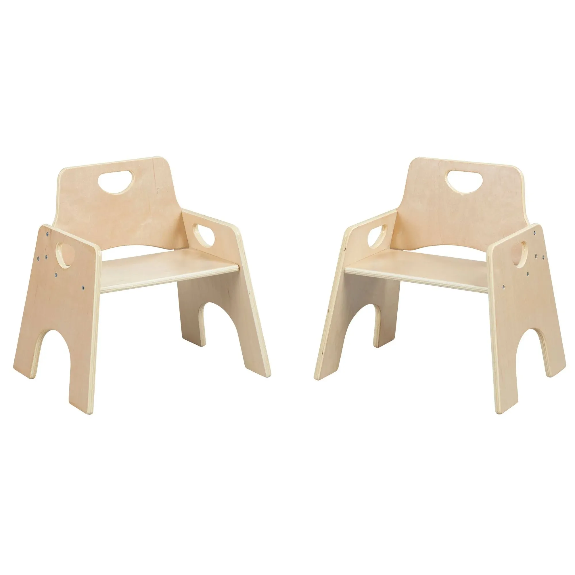 ECR4Kids Stackable Wooden Toddler Chair, 10in, Natural, 2-Pack