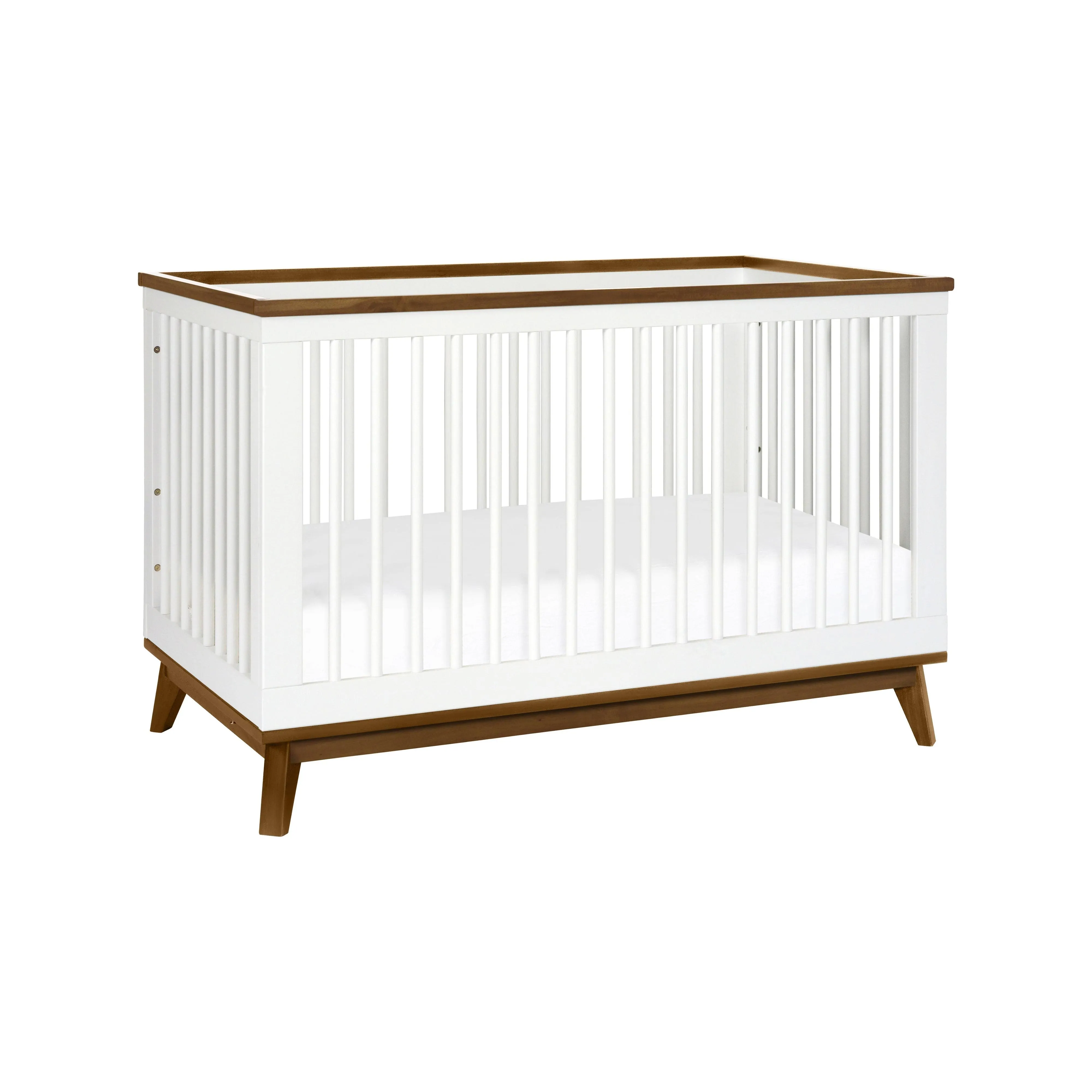 Babyletto Scoot 3-in-1 Convertible Crib with Toddler Bed Conversion Kit - White / Natural Walnut