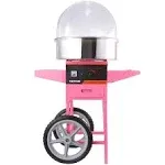 VEVOR Electric Cotton Candy Machine Cart with Bubble Cover Shield 1000W Commercial Floss Maker with Stainless Steel Bowl Sugar Scoop and Drawer