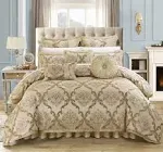 Chic Home Aubrey 9 Piece Jacquard Comforter Set Beige King