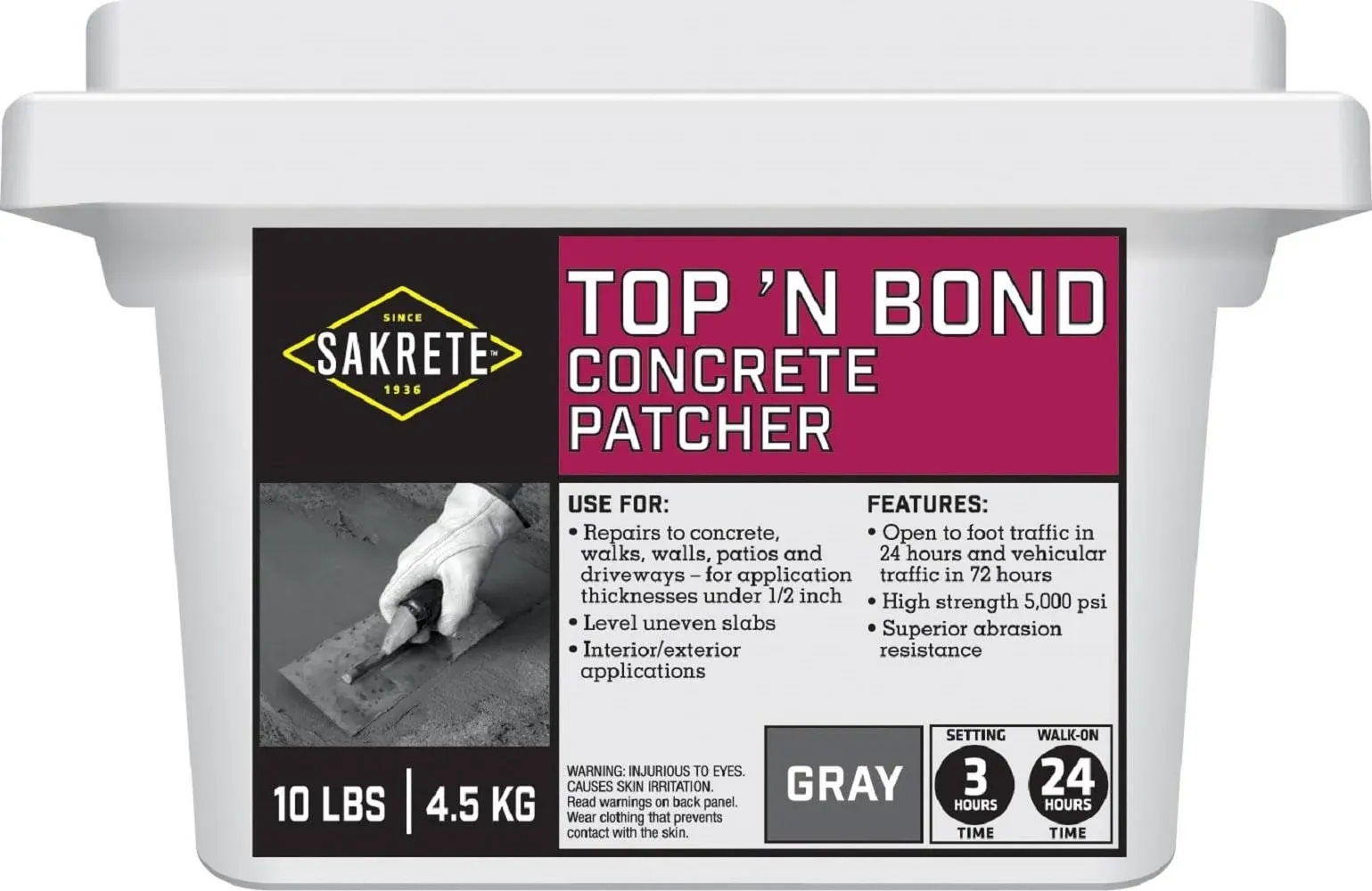 Sakrete Top 'N Bond Concrete Patcher - 10 lbs bucket