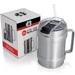 Maxam 50 oz Double Vacuum Wall Mug with Lid & Handle