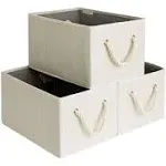 Large Foldable Storage Baskets for Organizing Shelves Fabric Bins with Handle...