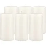 Stonebriar Tall 3 x 6 inch 80 Hour Long Burning Unscented Wax Flat Top Pillar Candles, White, 6 Pack