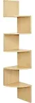 Greenco 5 Tier Wall Mount Corner Shelves Natural Finish