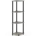 Furinno Turn-N-Tube 4-Tier Corner Display Rack Multipurpose Shelving Unit, French Oak Grey/Black