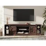 WAMPAT Modern Farmhouse TV Stand for Up to 85" TVS Wood Entertainment Center with Open Storage for Living Room - Brown