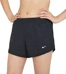 Nike Girls' Dry Tempo Running Shorts, XS, Black/Black/White