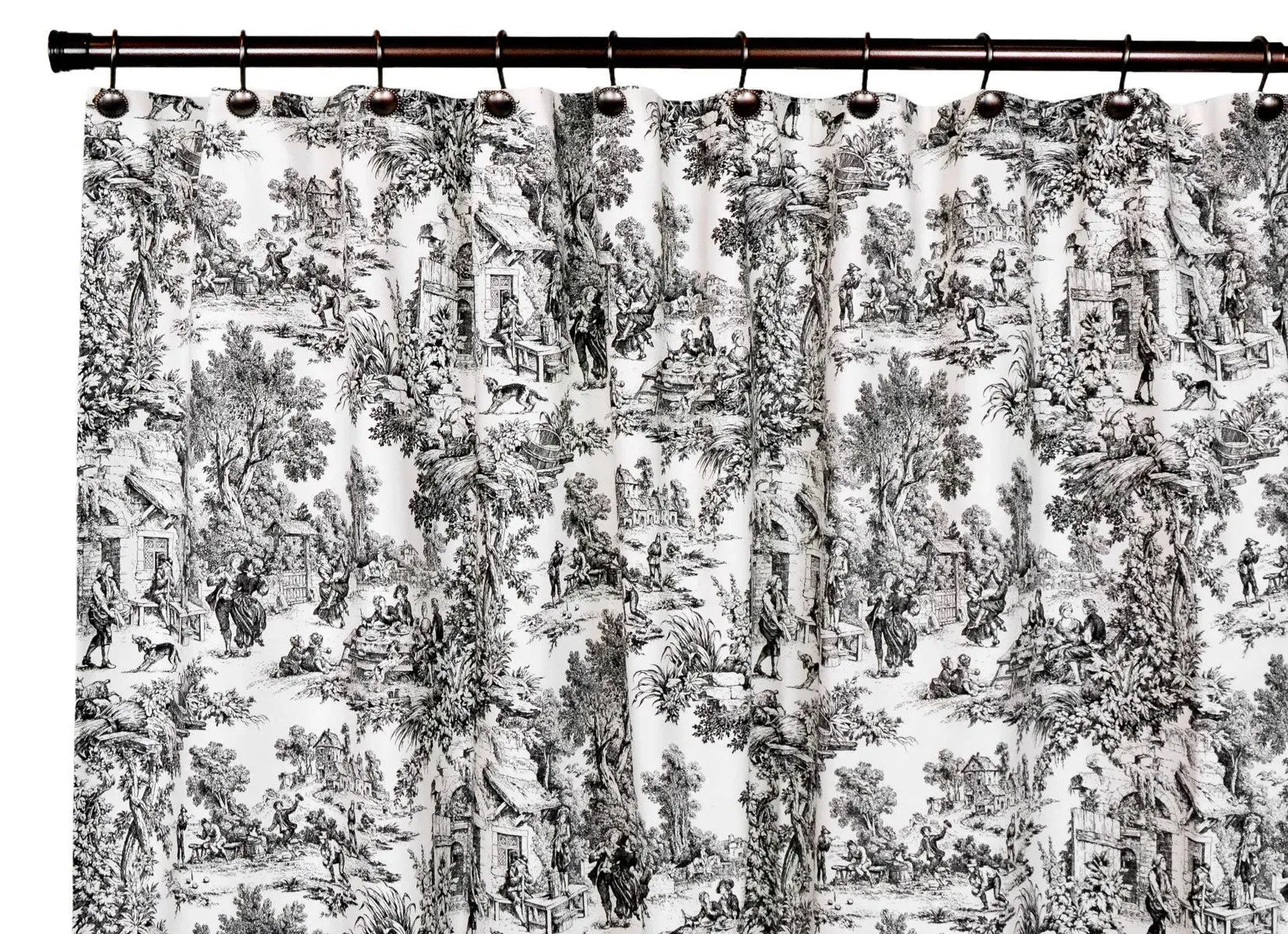 Ellis Curtain Victoria Park Cotton Toile Shower Curtain; Black