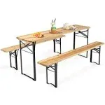 3 pcs Folding Wooden Picnic Table Bench Set OP70433