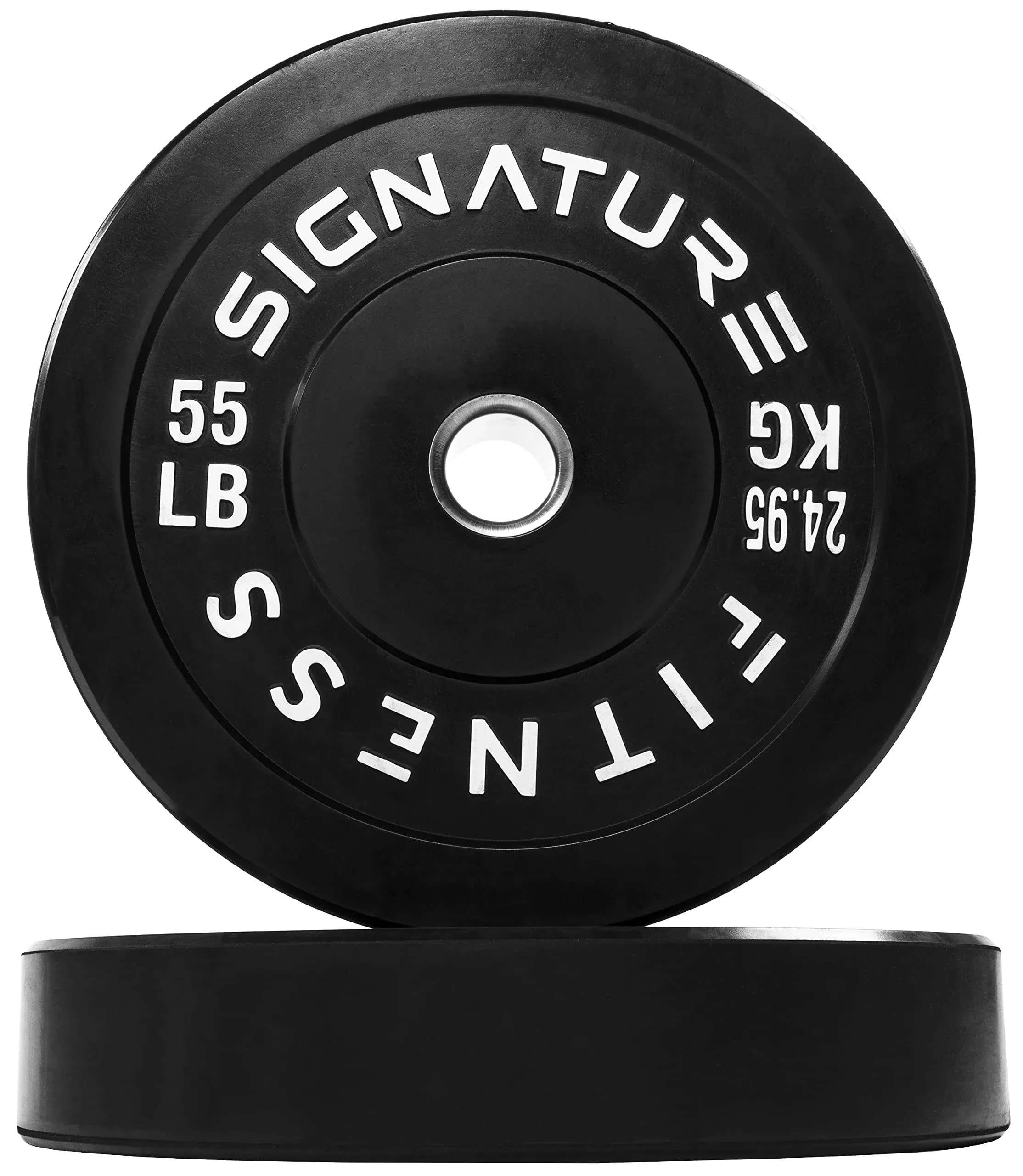  2&#034; Olympic Bumper Plate Weight Plates with Steel Hub, Pairs, Sets 25 lbs Black