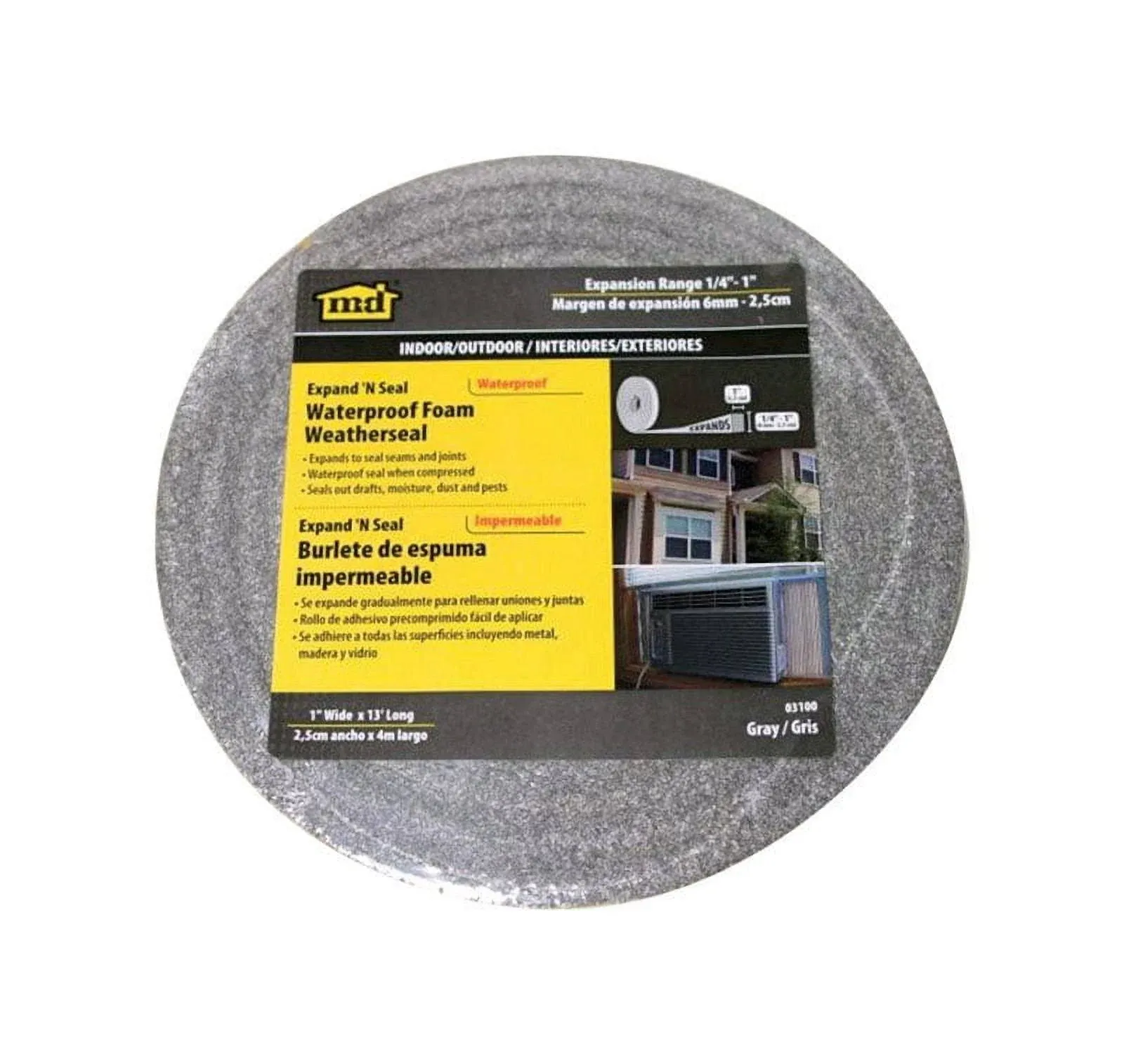 M-D 52052 1 in. x 13 ft. Black Expandable Foam Weatherstrip