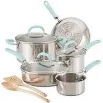 Create Delicious 10-Piece Stainless Steel Cookware Set in Stainless Steel with L