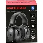 PROHEAR 037 Hearing Protection with Bluetooth 5.0 Technology, NRR 25dB Safety Earmuffs with Rechargeable 1100mAh Battery for Mowing - Black