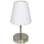 Simple Designs Sand Nickel Mini Basic Table Lamp with Fabric Shade