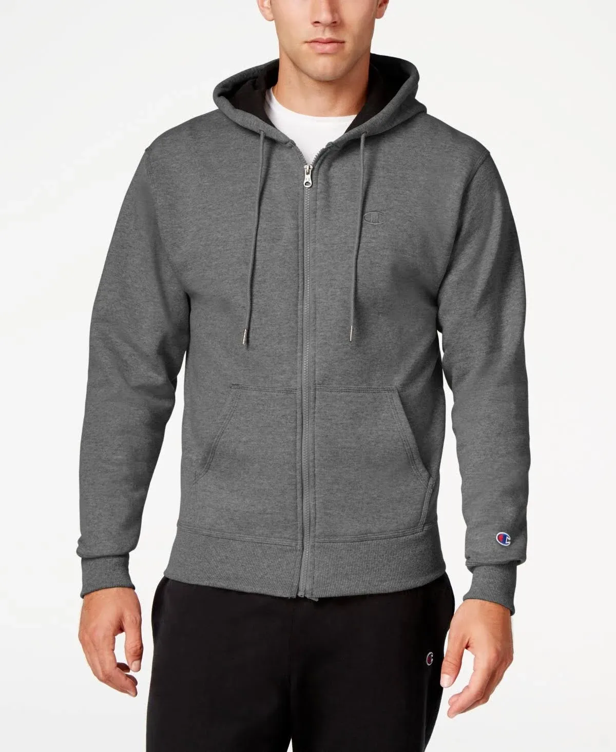 Champion Men's Powerblend Fleece Full Zip Hoodie Granite Heather