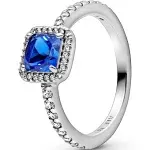 Pandora Blue Square Sparkle Halo Ring