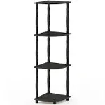 Furinno Turn-N-Tube 4-Tier Corner Display Rack Multipurpose Shelving Unit, French Oak Grey/Black