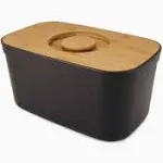 Joseph Joseph Bread Bin with Bamboo Cutting Board Lid Black