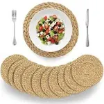 4 Sizes 12&#034;-13&#034;-14&#034;-15<wbr/>&#034; Woven Placemats Round Set of 10 Natural Water Hyacint...