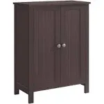 VASAGLE Bathroom Floor Storage Cabinet with Double Door Adjustable Shelf, Brown