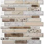 Art3d Peel and Stick Brick Kitchen Backsplash Self-Adhesive Wall Tile Stone Design, 10 Sheets (Brown)