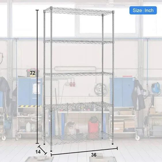 BestOffice 5 Shelf Wire Shelving Unit